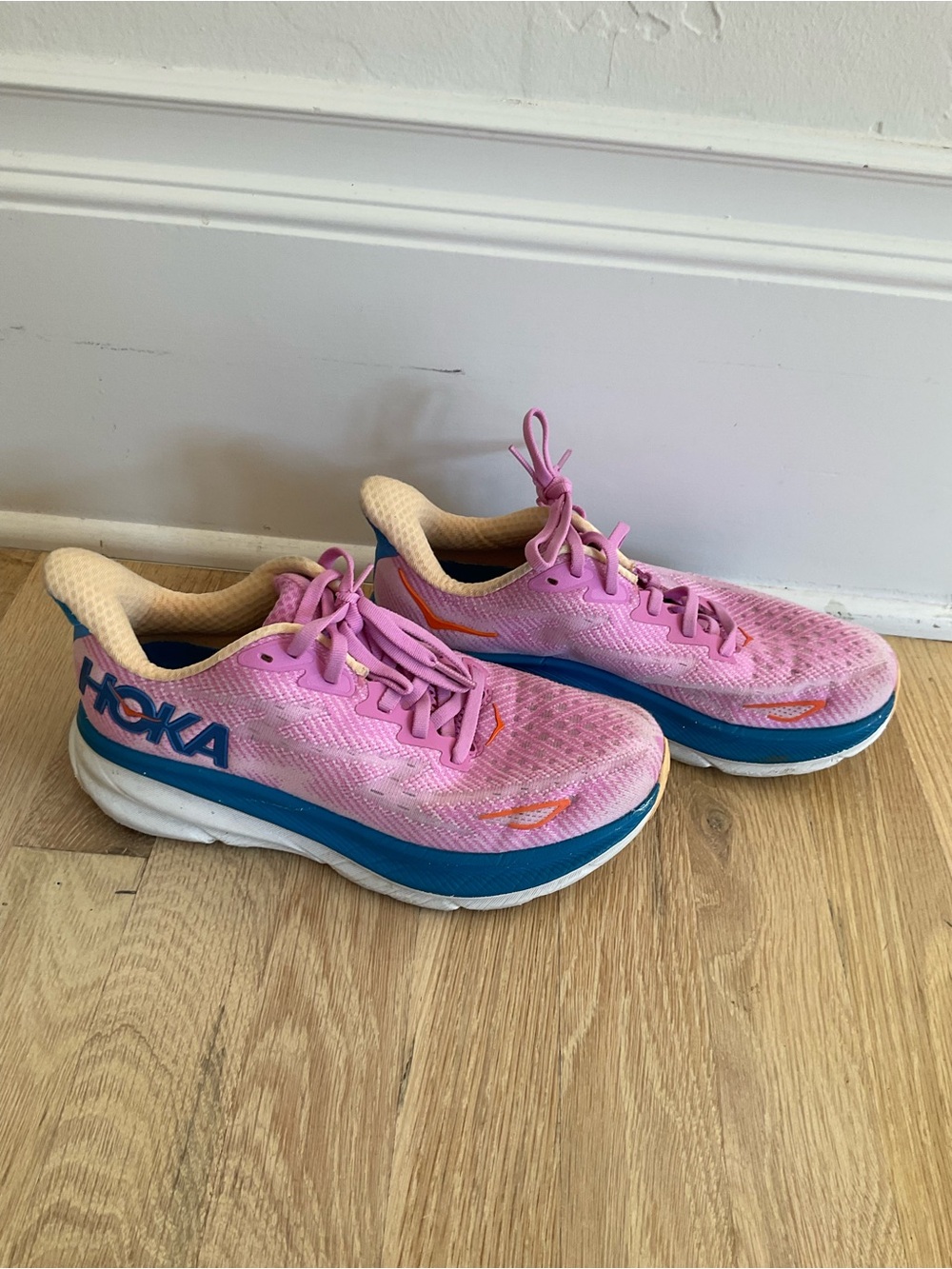 Hoka Pink & Blue Women's Athletic Running Shoes